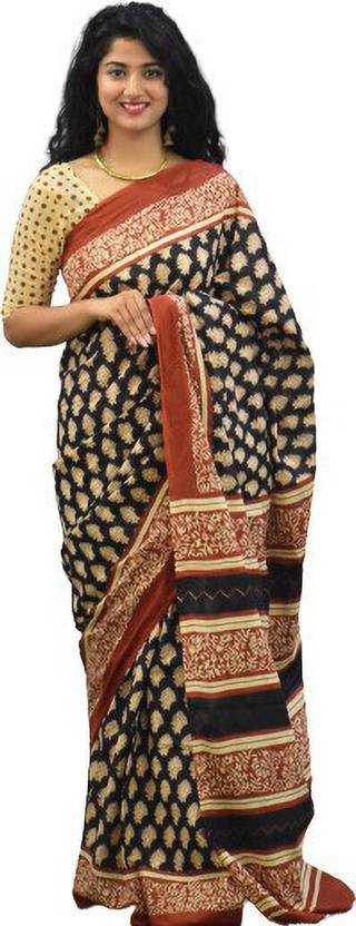 Tropwear Printed, Self Design, Digital Print, Hand Painted, Blocked Printed Ikkat Pure Cotton Saree
