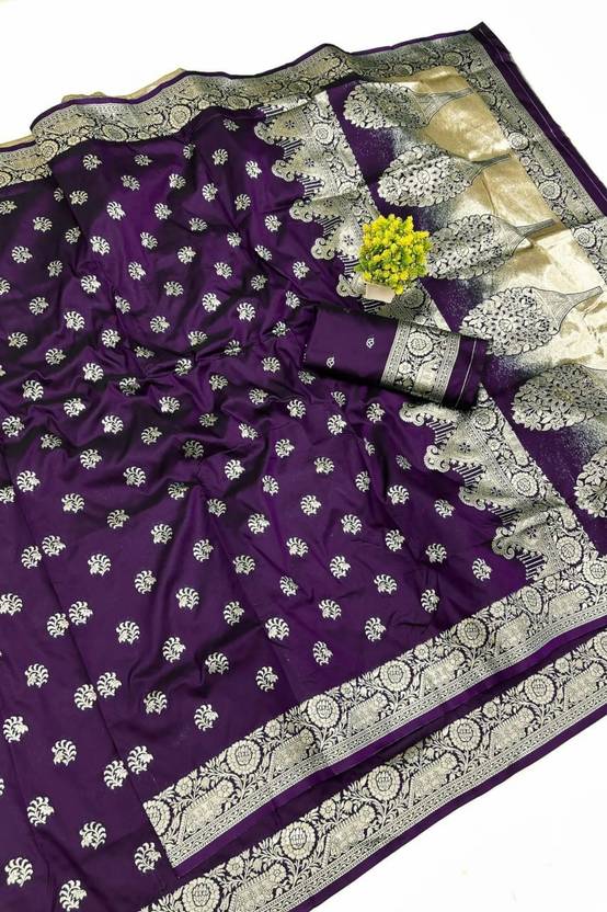 BOXWIN Floral Print, Woven Banarasi Jacquard Saree