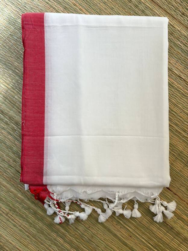 SMRITI BOUTIQUE Solid/Plain Handloom Handloom Pure Cotton Saree
