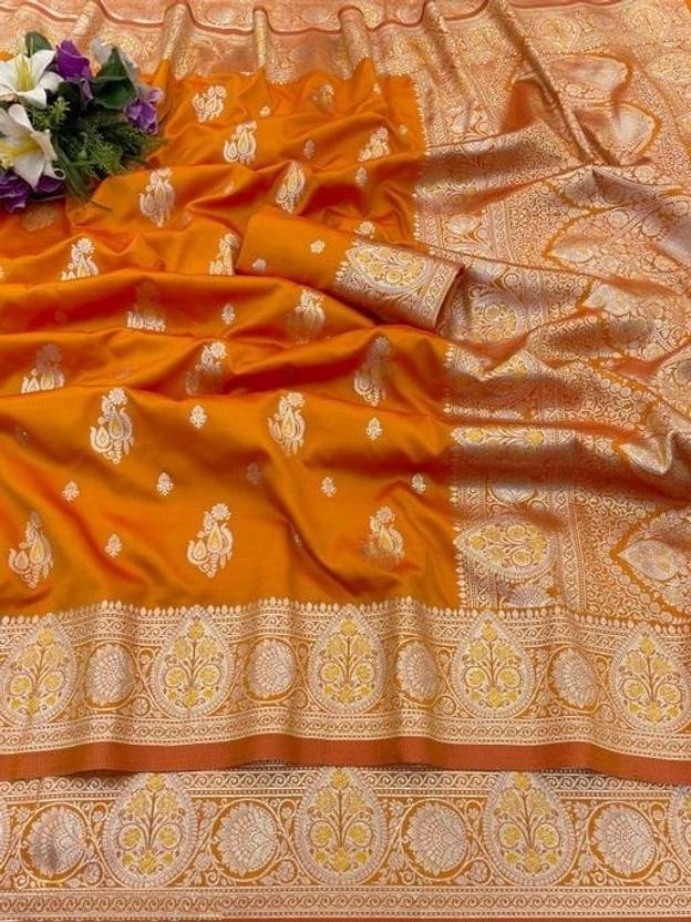 BOXWIN Printed Banarasi Jacquard Saree