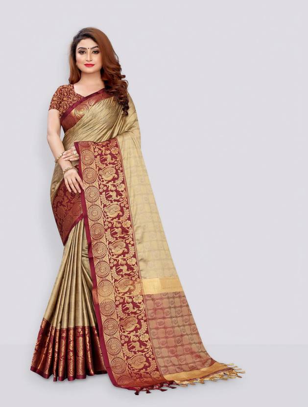 SEASON FAB Woven Banarasi Cotton Silk Saree