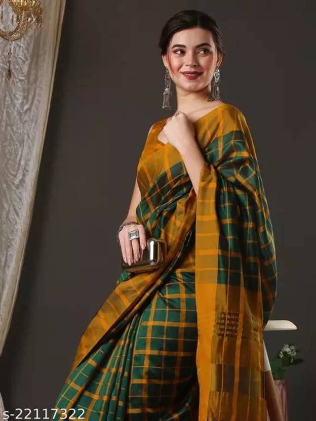 VJ FASHION Woven Kanjivaram Silk Blend Saree