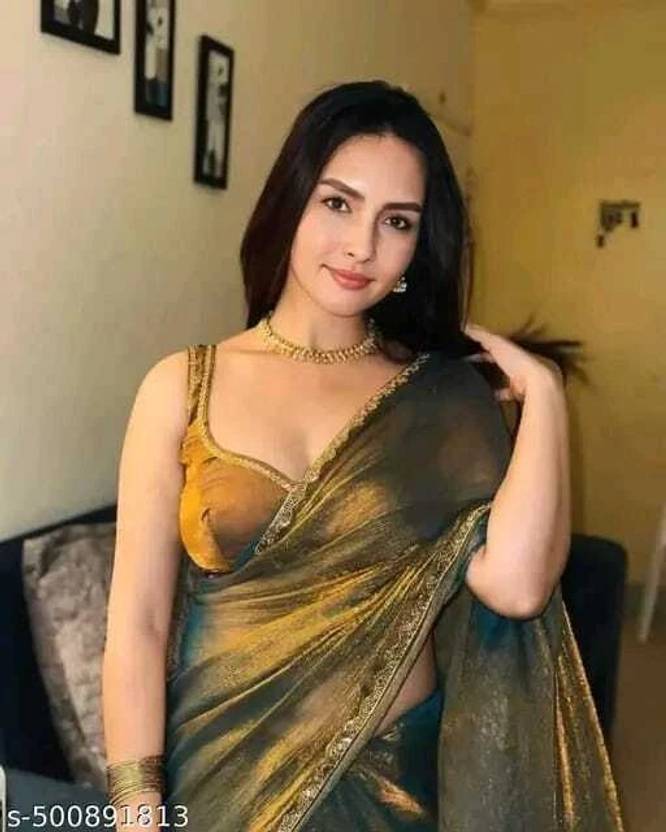 ARAAVI Solid/Plain, Embellished Bollywood Jimmy Jimmy Saree
