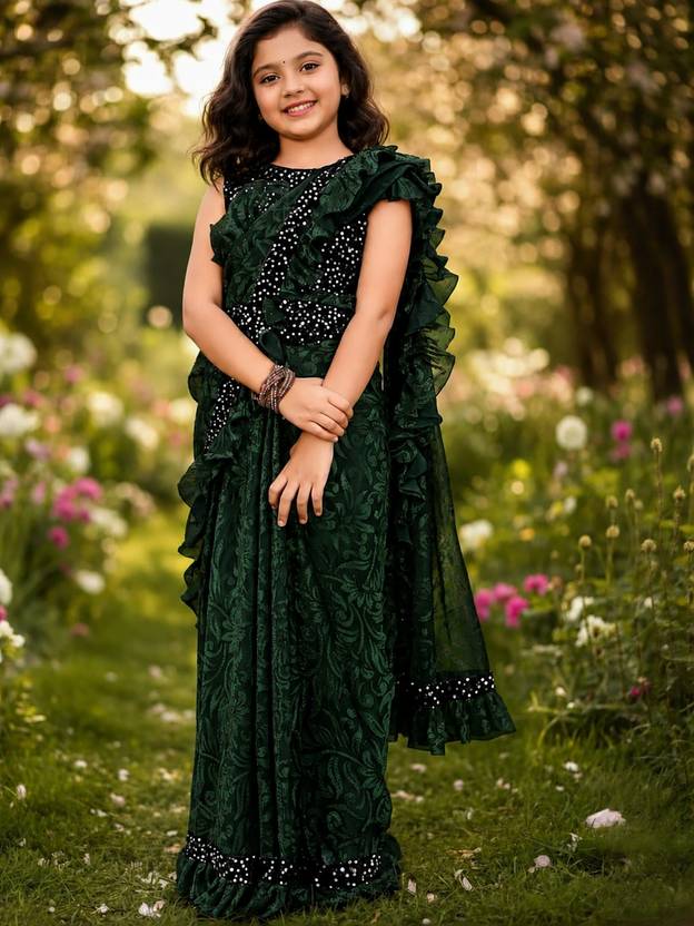 BBSCHOICE Embellished Venkatagiri Lycra Blend Saree