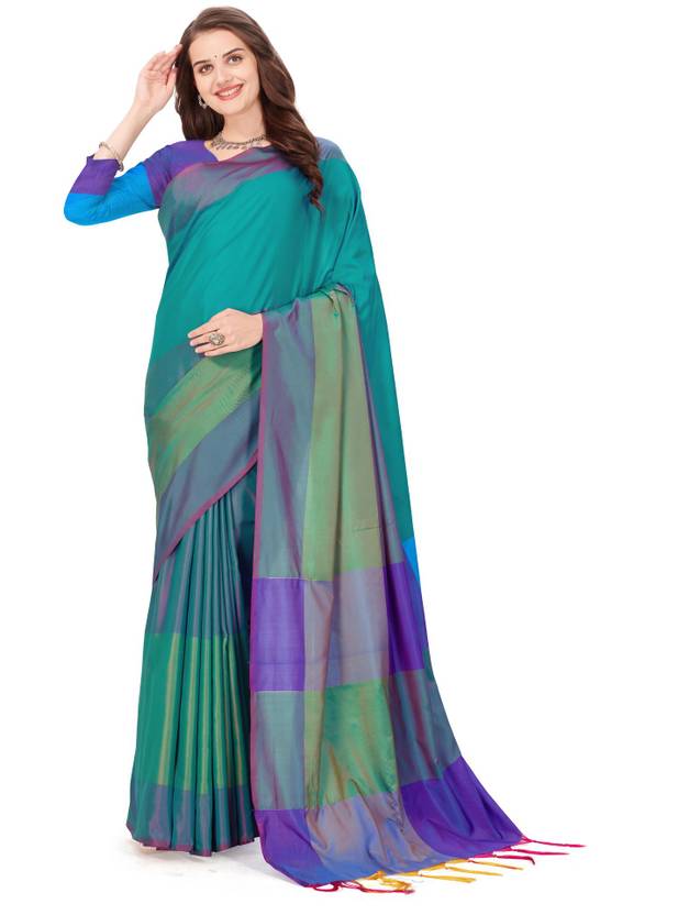 Magneitta Color Block Banarasi Cotton Silk Saree