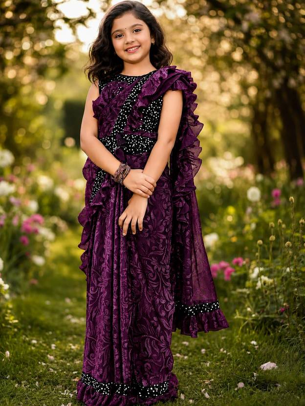 BBSCHOICE Embellished Venkatagiri Lycra Blend Saree