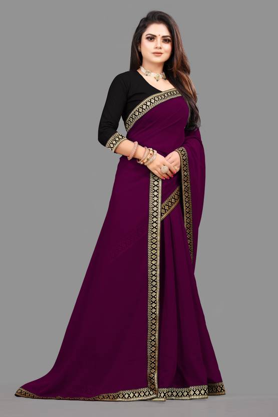Embellished Bhagalpuri Georgette Saree  (Purple)