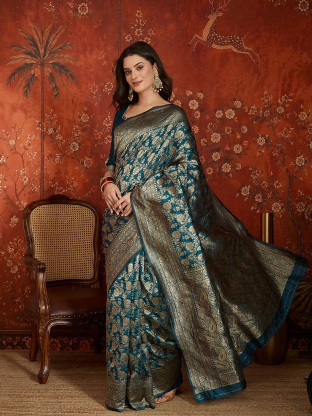 SURUKH Woven Banarasi Jacquard, Silk Blend Saree