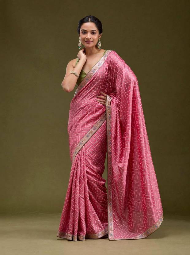 KOSKII Printed Bollywood Raw Silk Saree