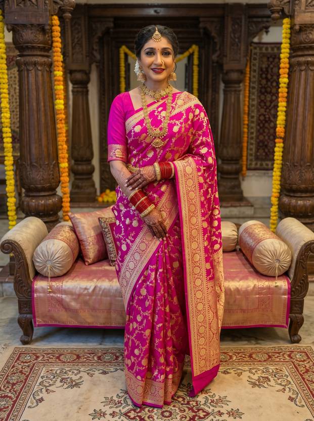 Vivatra Self Design Kanjivaram Silk Blend Saree
