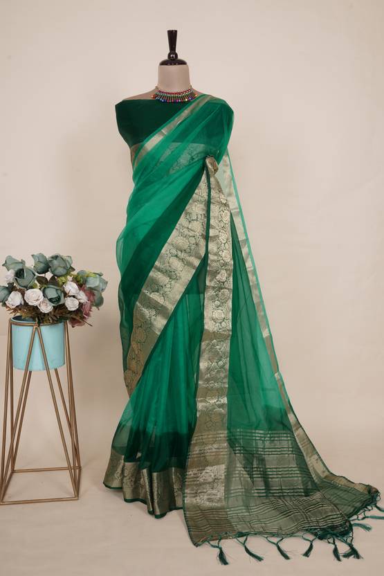 ISHWARIYA Self Design Bollywood Organza Saree