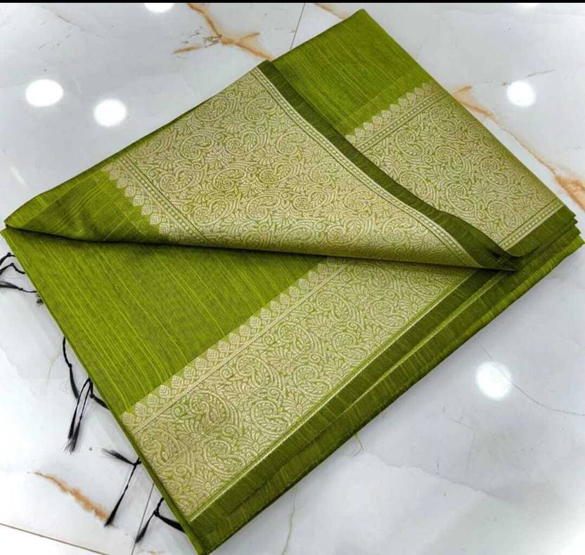 Averis collection Woven, Self Design Banarasi Handloom Crepe, Silk Blend Saree