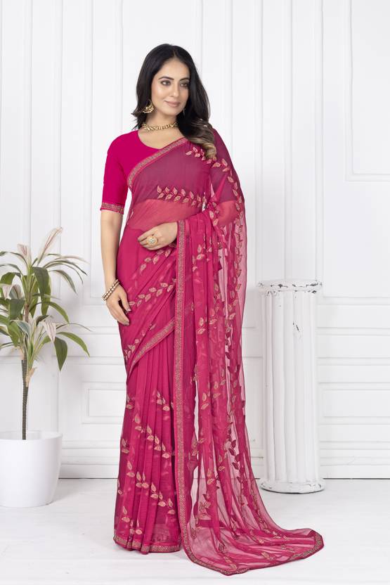 SWTANTRADESIGN Embroidered Bollywood Chiffon Saree