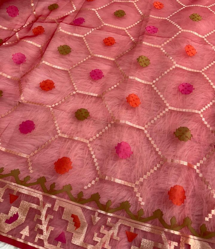 siyaramfabrics Floral Print Jamdani Muslin Saree - Image 2