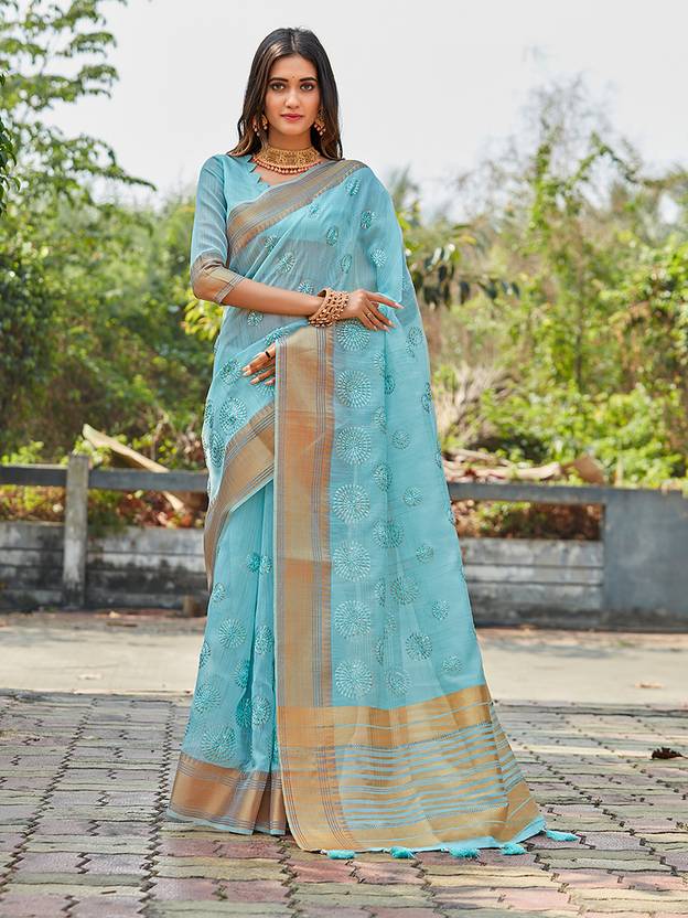KARAGIRI Embellished Bollywood Linen Saree