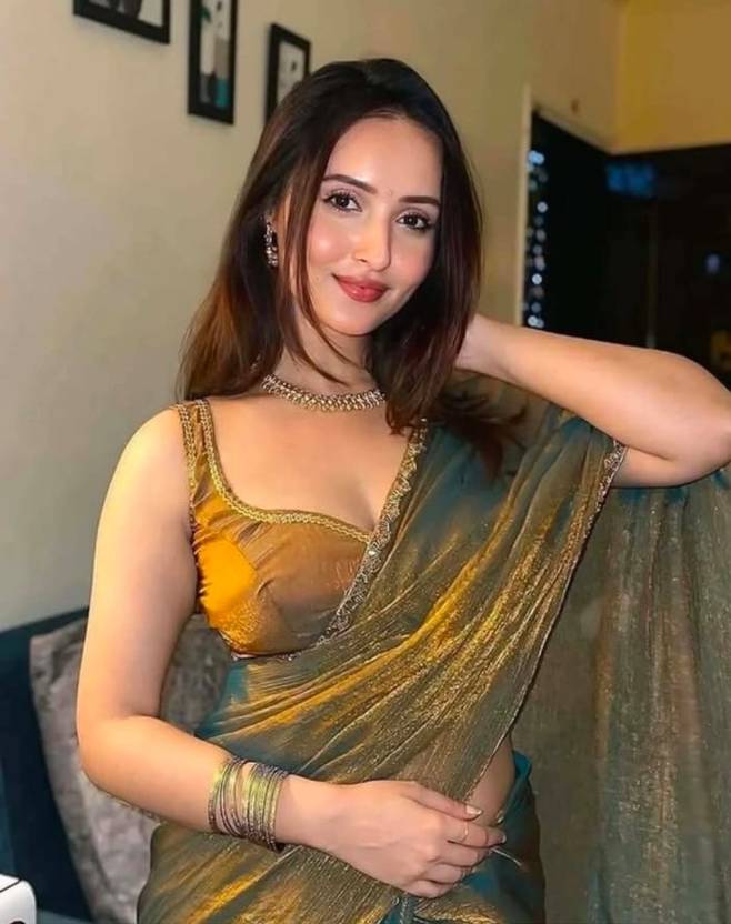 Anshal Solid/Plain Bollywood Chiffon Saree