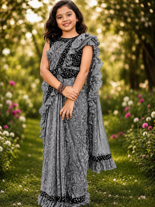 BBSCHOICE Embellished Venkatagiri Lycra Blend Saree