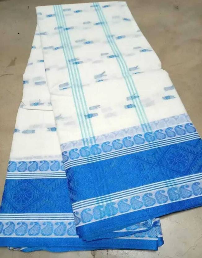 GitasStore Striped, Paisley, Woven Tant Pure Cotton Saree