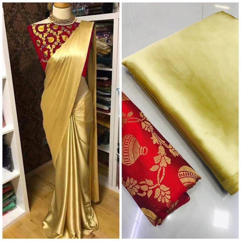 Arpita Fashion Solid/Plain Bollywood Pure Silk, Satin Saree