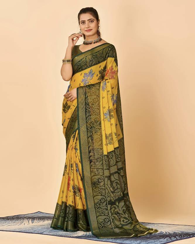 NEGRONISTAR Printed Daily Wear Brasso Saree