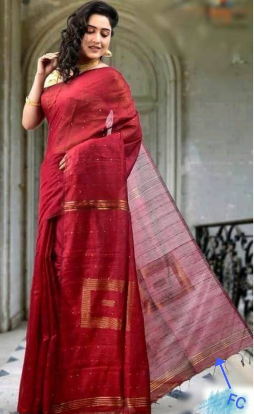 Balika bodhu Self Design Handloom Cotton Silk Saree