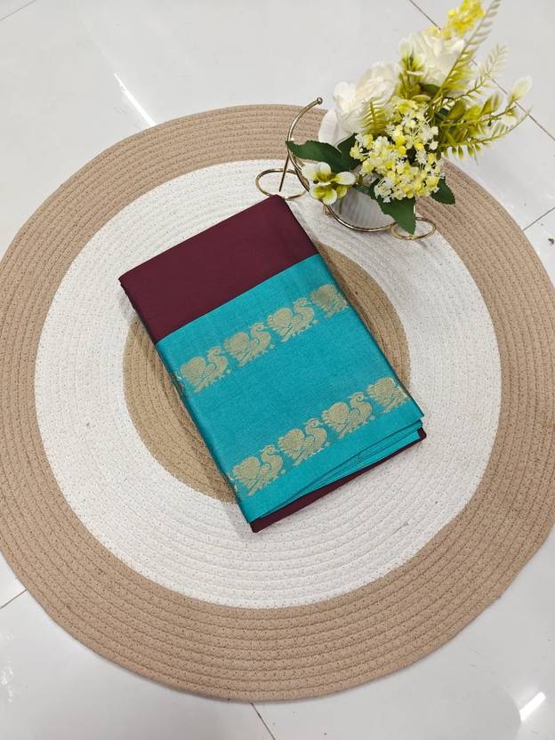 GRISHU COLLECTION Woven Kanjivaram Cotton Silk Saree