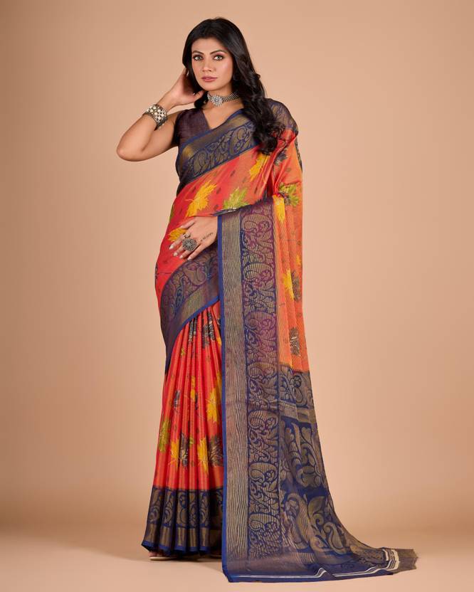 NEGRONISTAR Printed Daily Wear Brasso Saree