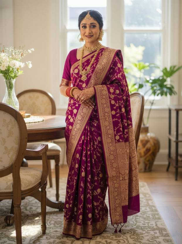 Vivatra Self Design Kanjivaram Silk Blend Saree