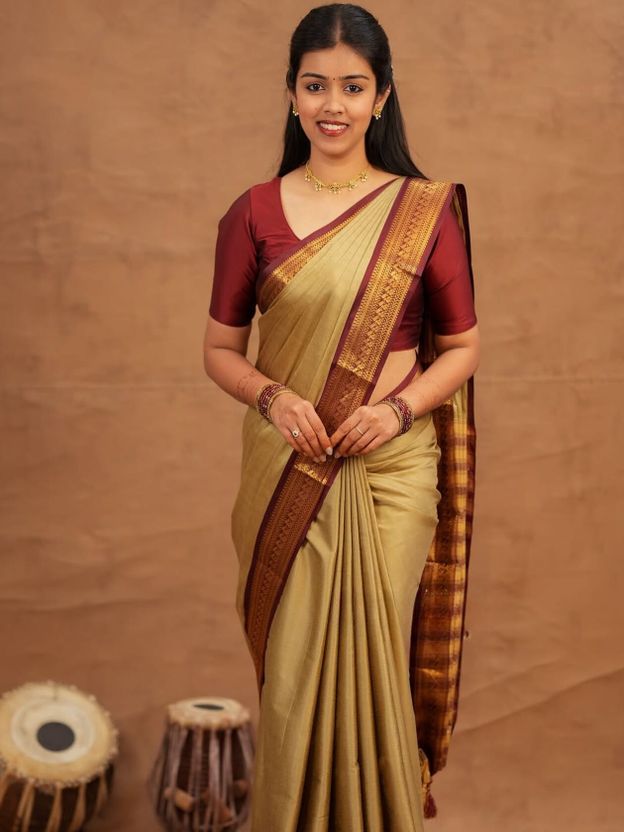 ASTIKA Fashion Yellow Cotton Silk Saree - Image 6
