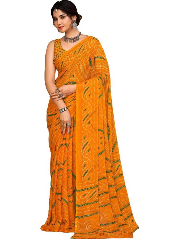INDONIQ Graphic Print, Printed Bollywood Chiffon, Georgette Saree