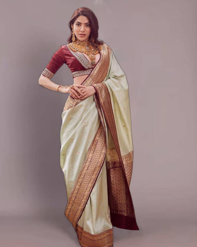 AMRUTKALA SAREES Woven Banarasi Silk Blend Saree