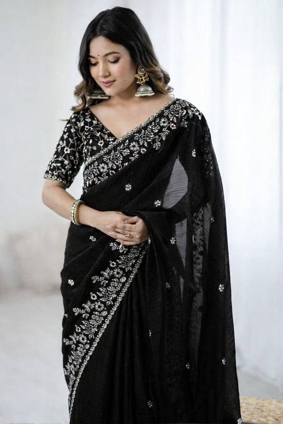 SUTRANI Embroidered Bollywood Chiffon Saree