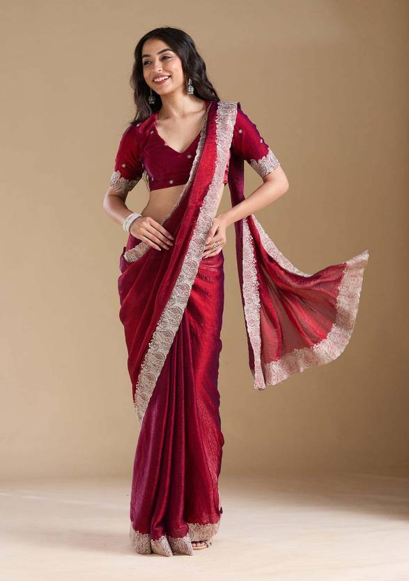 KOSKII Embroidered Bollywood Chiffon Saree