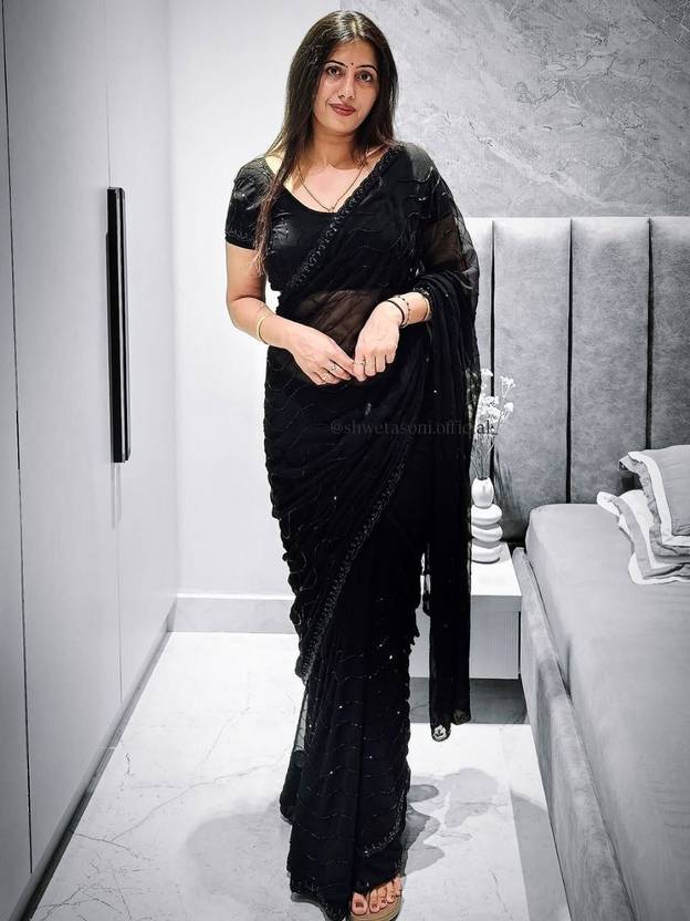 SUTRANI Embroidered Bollywood Satin Saree