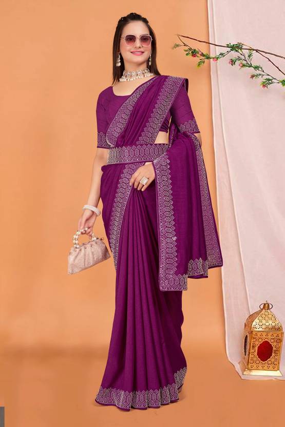 Jalaram Fashion Embellished Bollywood Georgette Saree (Purple)