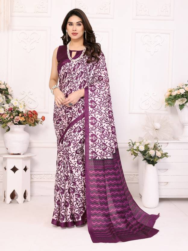 BLEESBURY Printed, Ombre, Paisley, Hand Painted, Self Design Assam Silk Cotton Blend Saree