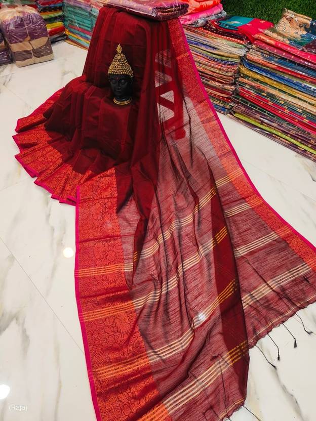 Averis collection Striped Daily Wear Cotton Silk Saree