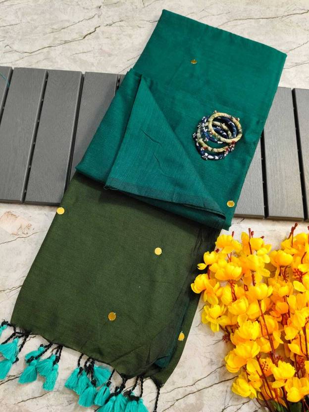 BargitFashion Color Block Daily Wear Khadi Saree