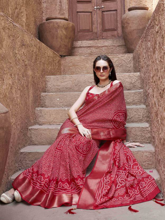 Tikhi Imli Printed Pant Saree Cotton Blend Saree