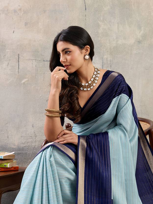 MIWAFASHION Printed, Woven Banarasi Silk Blend Saree