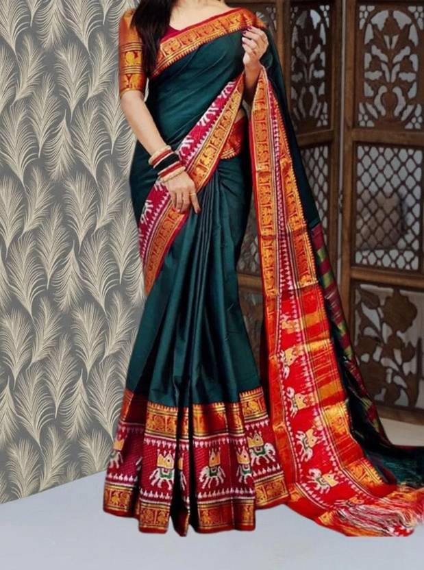 Magneitta Woven, Animal Print Kanjivaram Tissue, Cotton Silk Saree