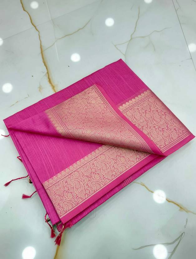 Averis collection Woven, Self Design Banarasi Handloom Crepe, Silk Blend Saree