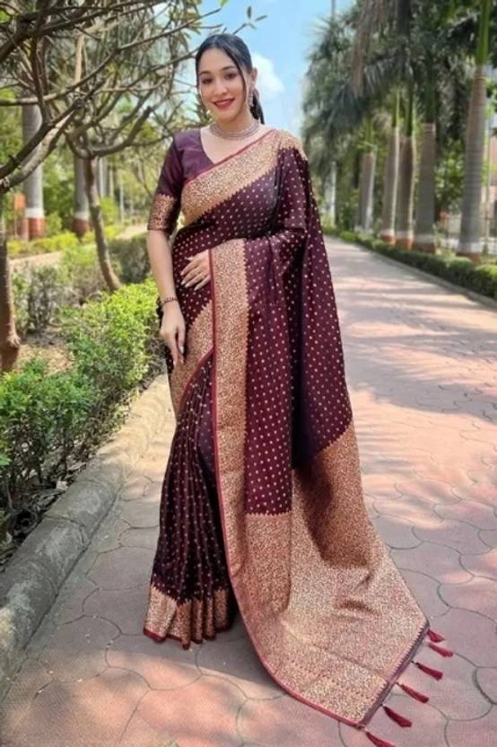 VIYANSH CREATION Woven, Embellished Banarasi Pure Silk, Satin Saree