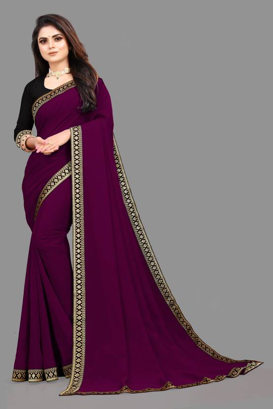 Embellished Bhagalpuri Georgette Saree  (Purple)