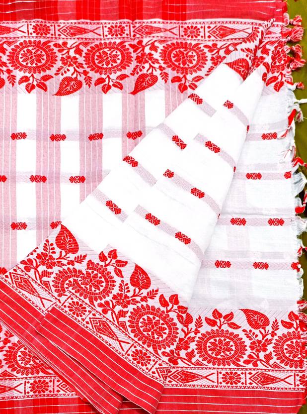 Saffron Woven Tant Pure Cotton Saree