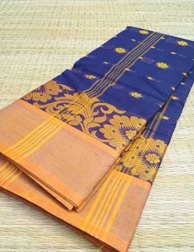GitasStore Woven Tant Pure Cotton Saree