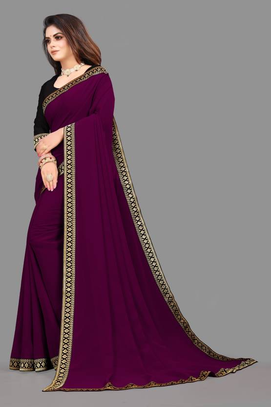 Embellished Bhagalpuri Georgette Saree  (Purple)