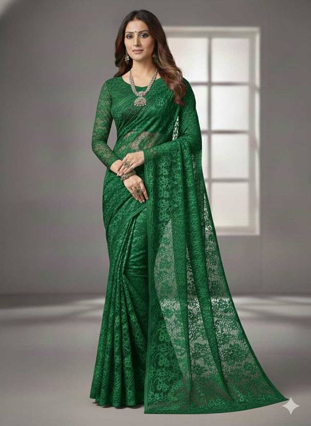 Vraggi Floral Print Bollywood Net Saree