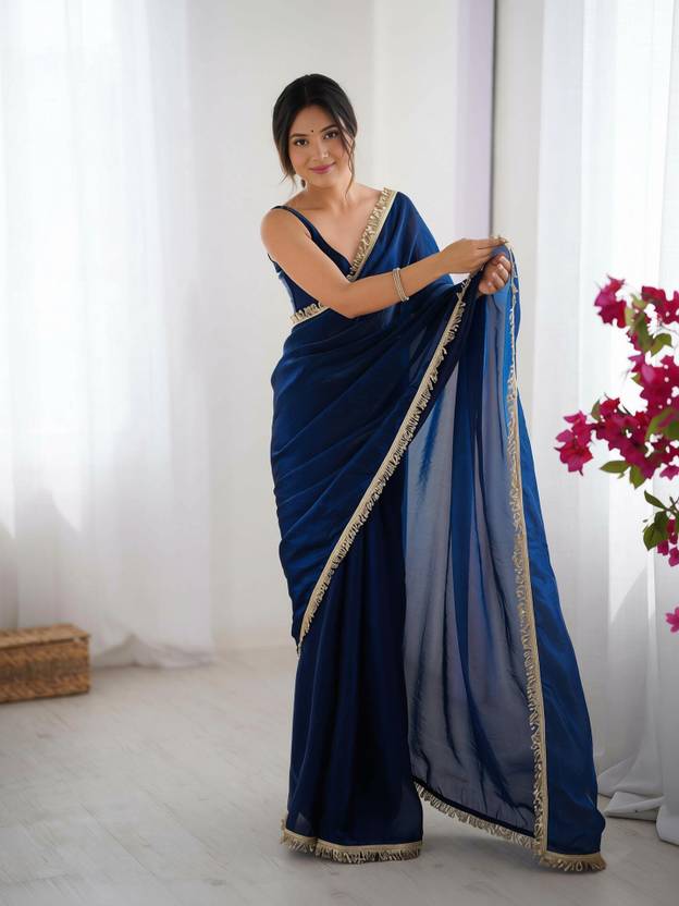 Kalista Embellished, Solid/Plain Bollywood Organza Saree