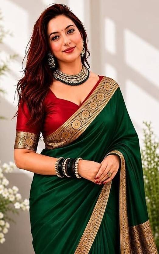 HJ Creation Printed Banarasi Satin Saree